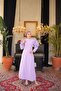 Balloon Sleeve Dress with Pearls on the Front - 3