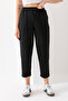 Women's Black Modal Balloon Model Lycra Trousers Soft Texture Elastic Waist Drawstring Ankle Trousers - 4
