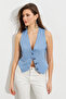 Women's Blue Linen Lined Vest TW60046 - 2