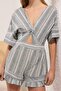 Çizgili Dokuma Cut Out Detaylı Plaj Mini Tulum TBESS25TU00005 - 3