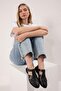 Black Flat-Soled Round-Toe Women's Closed-Toe Mesh Sandal TAKSS25SD00060