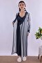 Effortt Navy Maternity and Postpartum Nightgown Set with Robe - 3