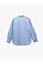 Long Sleeve Textured Pearl Embroidery Detailed Oversize Shirt with Pockets - 4