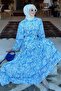 Patterned Hijab Dress Blue 501