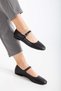 Anderson Single Belt Blunt Toe Women's Ballerinas-black