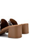 Women's Genuine Leather Leopard Heeled Slippers - 5