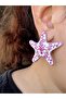 Pink Ceramic Starfish Brand Model Steel Earrings