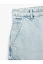Oversized Cotton Bermuda Cargo Jean Shorts with Pocket Detail - 6