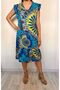 Women's Viscose Woven Tie Dye Patterned Skirt Ruffle Dress - 6