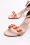 Women's Ankle Strap Colorful Stripe Heeled Shoes 64262821 - 4