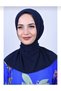 Snap Fastener Bonnet Hijab Swimsuit Top Matching Sea and Pool Bonnet Hijab Navy Blue - 3