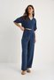 Women's Indigo V-Neck Blouse High Waist Pants Modal Bottom-Top Set 9330 60281052 - 3