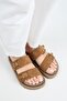 Jacinto Women's Leather Genuine Leather Double Buckle Tan Slippers - 2