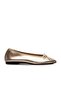 Women's Flat Sole Soft Leather Gold Ballerinas Fw0Fw08452-0Hs