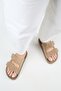 Roble Women's Leather Genuine Leather Velcro Mink Slippers - 6