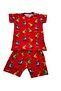 Elmas Kids Male Child 100% Cotton Red Dinosaur Patterned Summer Short-Sleeve Shorts Pajamas Set - 2