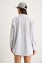 Women's Ecru Anthracite Embroidery Heart Embroidered Striped Shirt 60221016 - 8