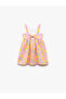 Square Neck Buttoned Pineapple Patterned Strap Dress - 2
