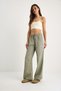 Women's Mint Elastic Waist, Detailed Cuffs, Palazzo Style Cotton Gabardine Summer Trousers 60283323 - 5