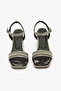 Platinum Ankle Strap Women's Block Heeled Shoes - 3