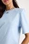Women's Baby Blue Crew Neck Padded Cotton Basic T-Shirt 241134 60283128 - 6