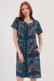 Women's Short Sleeve Zippered Petrol Home Dress 410068-5136