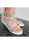 Child sandals with zippered ankle hologram non-slip phylon (light) sole sandals.