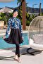 Quick Dry Patterned Tights Lycra Hijab Swimsuit 2512