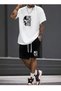 Set of 2 Solid Color Men's Regular Shorts and Tshirt T-Shirt Staywild