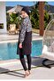 Fully Covered Crop Model Line Patterned Hijab Swimsuit - 2524 - 2