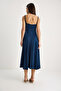 Women's Navy Blue Thin Strap Godeli Square Neck Midi Dress 7001 60283327 - 6