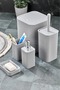 Palermo Square Line Model 5-Piece Bathroom Set Gray with Gold Soap Dish Detail
