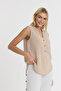Muslin Blouse - Muslin High Collar Half Placket Sleeveless Blouse - 1070 - 5