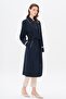 Shirt Collar, Piping and Cape Detail Oversized Trench Coat Dark Blue 4301 - 2