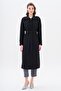 Capes Staple Detailed Quilted Patterned Lightweight Trench Coat Black 6705