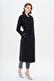 Capes Staple Detailed Quilted Patterned Lightweight Trench Coat Black 6705 - 3