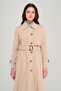 Unlined Trench Coat with Zipper and Epaulettes Beige 6697 - 2