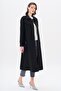 Capes Staple Detailed Quilted Patterned Lightweight Trench Coat Black 6705 - 2