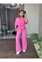 Lace-Up Short Sleeve Pink Jacket Pants Set