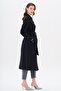 Capes Staple Detailed Quilted Patterned Lightweight Trench Coat Black 6705 - 6