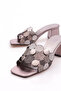 K1055 Women's Stone Decorated Heeled Slippers - 4