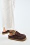 (Ziva) Women's Genuine Leather Loafers Platform Light Brown Slippers