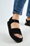 Bronx Women's Genuine Leather Scarf Velcro Black Sandals - 5