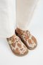 Naguall Zeta Women's Leather Genuine Leather Belt Buckle Sabo Tan Spotted Slippers - 2