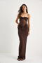 Women's Bitter Brown Strapless Tulle Detailed Wrap Sandy Fish Dress 2502 60283330 - 5