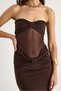 Women's Bitter Brown Strapless Tulle Detailed Wrap Sandy Fish Dress 2502 60283330 - 7