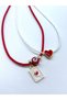 Red and White Summer Rope Necklace Set with 2 Pieces of Love and Luck Figures