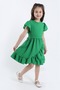Green Blue Girls Summer Ruffle Dress - Stylish Girls Outfit with Lycra Belt - Ages 2-8 - 4