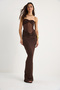 Women's Bitter Brown Strapless Tulle Detailed Wrap Sandy Fish Dress 2502 60283330 - 2
