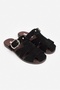 Lenox Black Genuine Suede Belt Detailed Flat Sole Women's Slippers - 7